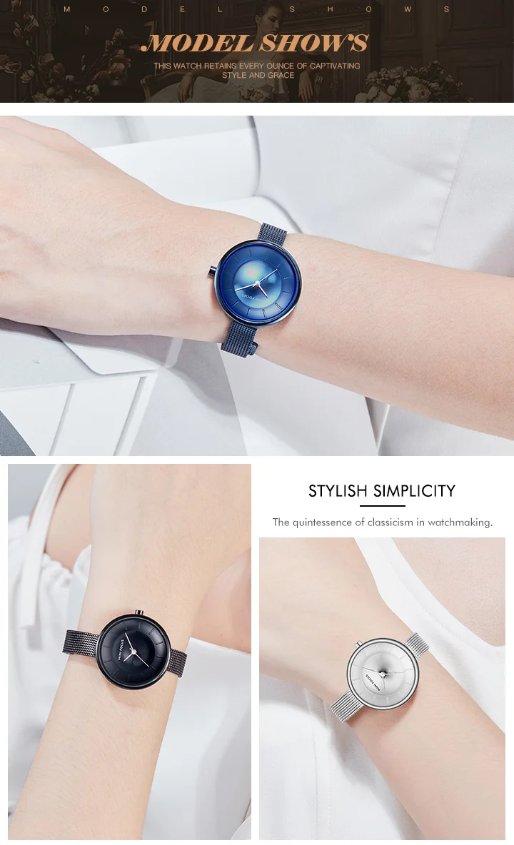 Elegant Stainless Steel Mesh Women’s Watch – Modern Business Style by MINI FOCUS