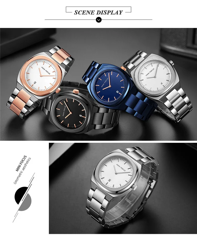 MINI FOCUS Fashion China Man Quartz Watch Stylish Steel Strap Luminous High Quality Storage Simple Wrist Watch
