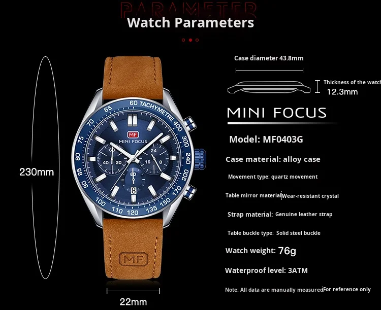 Luxury Casual Men’s Quartz Watch with Genuine Leather Strap – Mini Focus Factory Wholesale Supplier