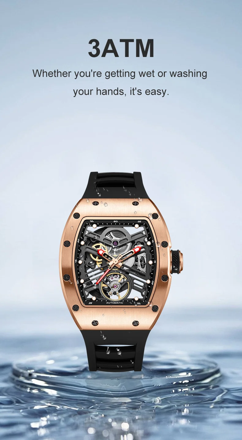 CHANCE 919013 Automatic Men’s Watch – Luminous Skeleton Dial, Stainless Steel Case