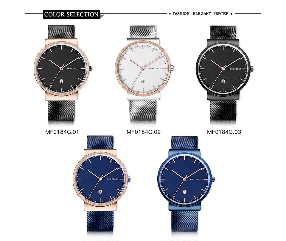 Mini Focus MF0184G Men's Business Quartz Watch | Stainless Steel Mesh Band | Waterproof Calendar OEM Supplier
