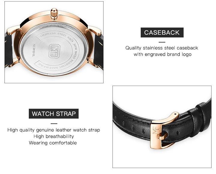 MINI FOCUS Hot Sell Blue Lady Quartz Watch Excel Leather Band Waterproof Analog Display Big Casual Hand Watch