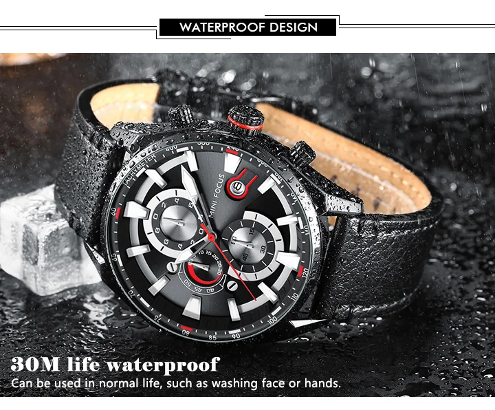Mini Focus MF0202G Men's Business Chronograph Watch | Genuine Leather | Waterproof Quartz Factory OEM