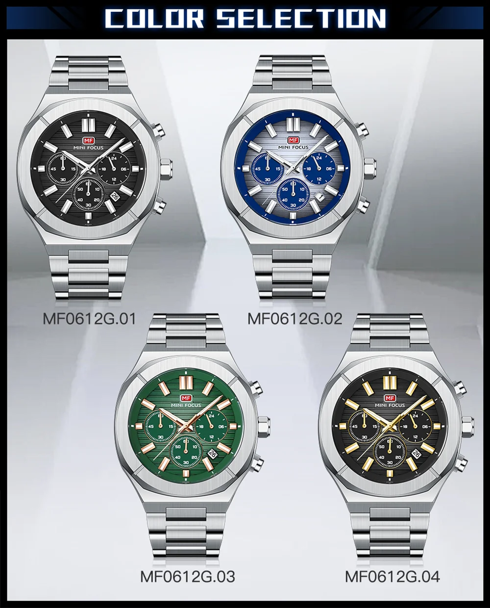 MINI FOCUS MF0612G Quartz Watch 43mm Steel