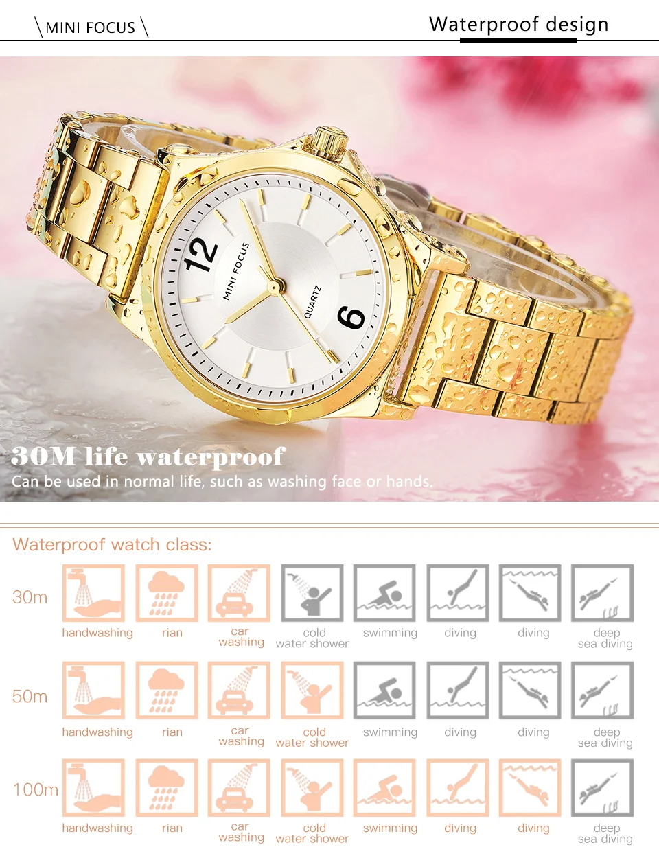 MINI FOCUS Elegant Guangzhou Female Quartz Watch Stylish Stainless Steel Band Waterproof Simple Casual Watch Supplier