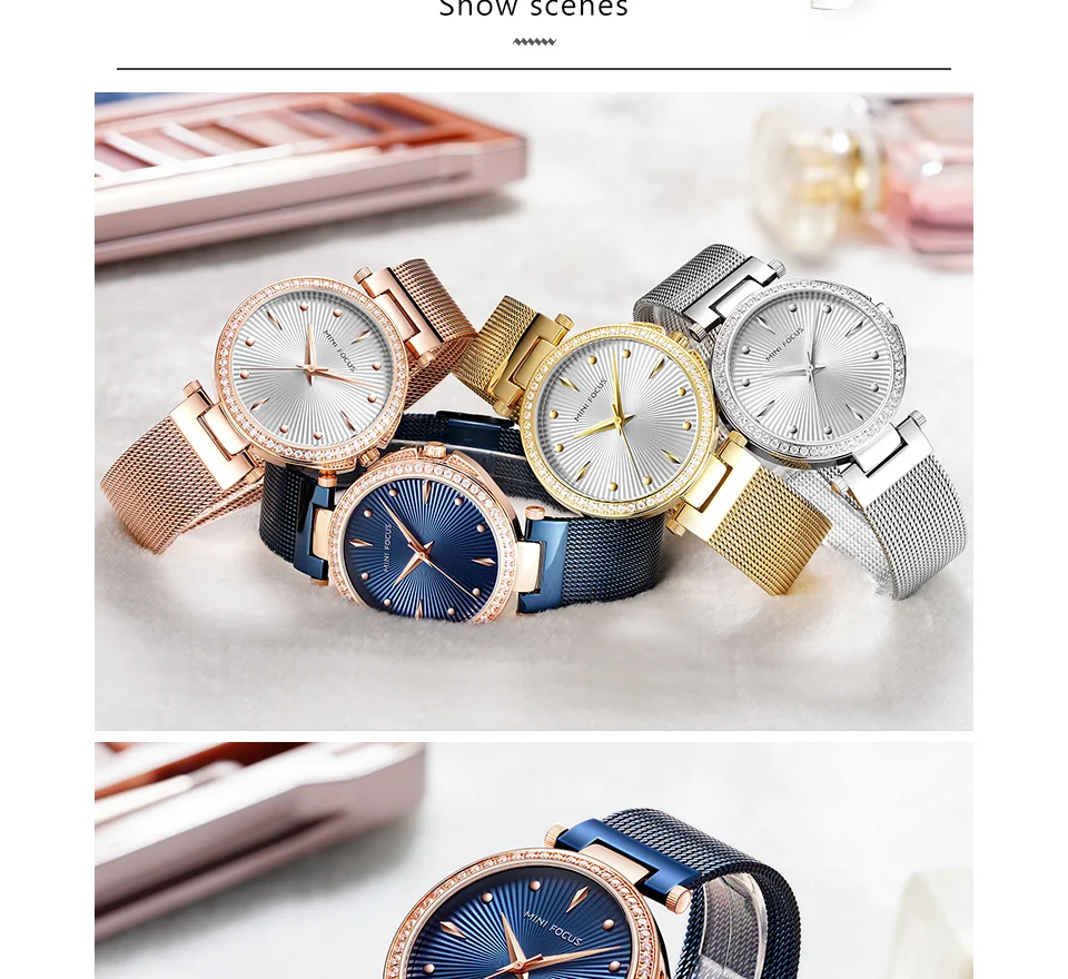 Mini Focus MF0194L Women’s Diamond Quartz Watch | Unique Mesh Band Design | Factory Wholesale