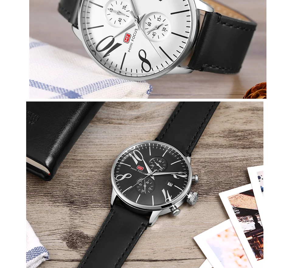 Reloj Hombre MINI FOCUS MF0135G | Cronógrafo de Cuarzo, Resistente al Agua, Correa de Cuero