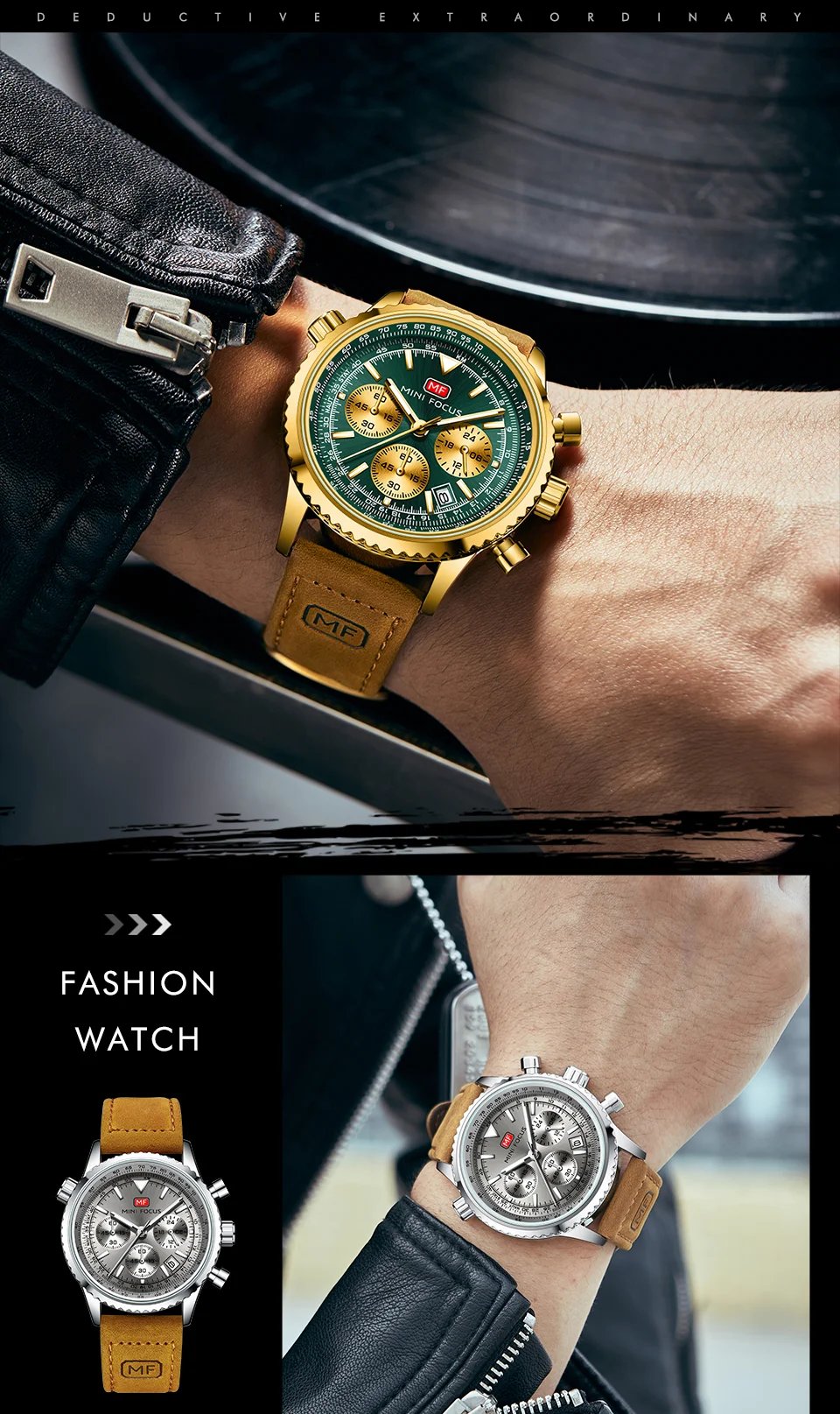 Luxury Men's Fashion Chronograph Watch with Leather Strap – Mini Focus Quartz Series