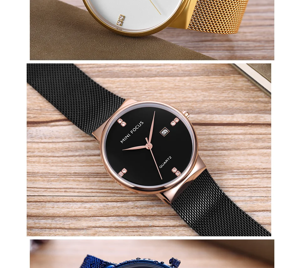 MINI FOCUS MF0181G Men's Ultra-Thin Diamond Quartz Watch | OEM Factory Direct Mesh Strap Business Timepiece