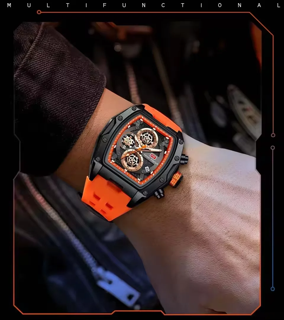Mini Focus Top Sale Men&rsquo;s Gradient Hollow Calendar Quartz Watch with Waterproof Night Light for Wholesale