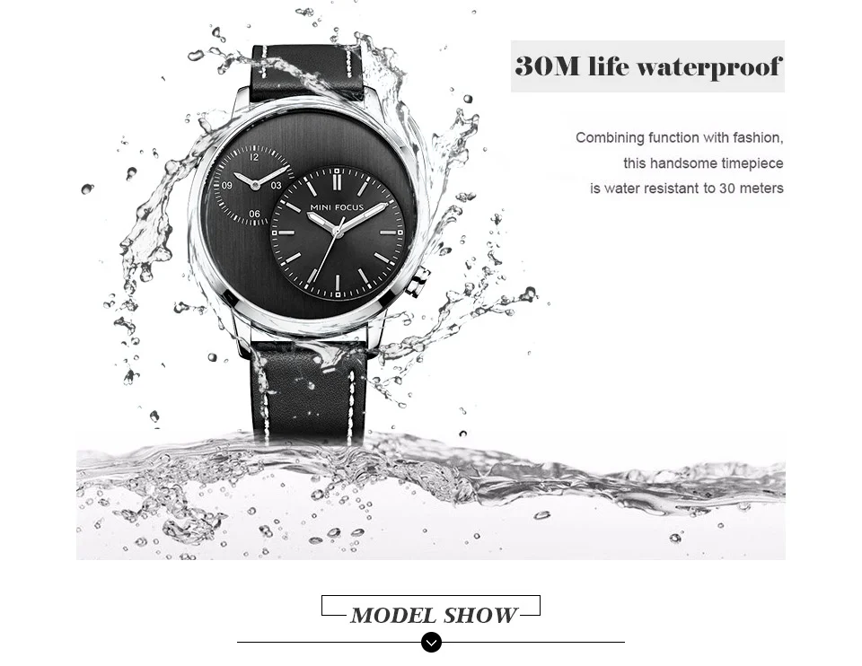 Mini Focus MF0035G Men’s Business Watch | Blue Dial Leather Strap Quartz Calendar | China Factory Wholesale