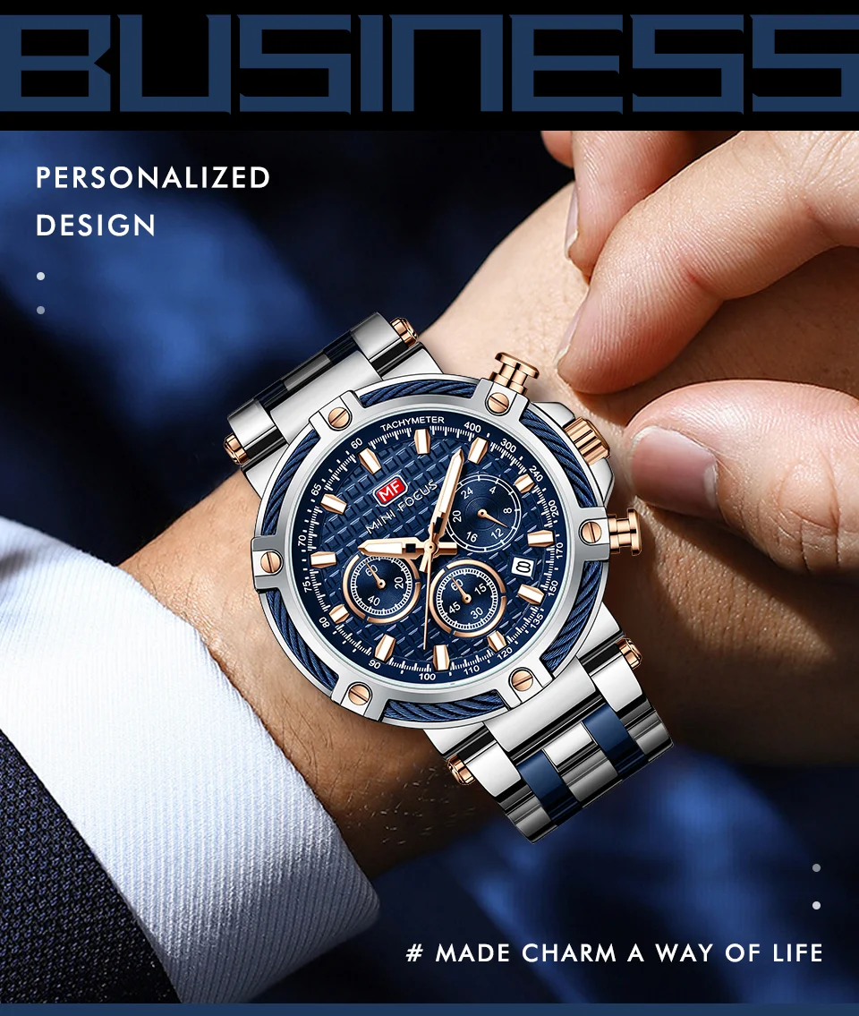 New Arrival Chronograph Quartz Men's Watch MINI FOCUS Luxury Design for Wholesale