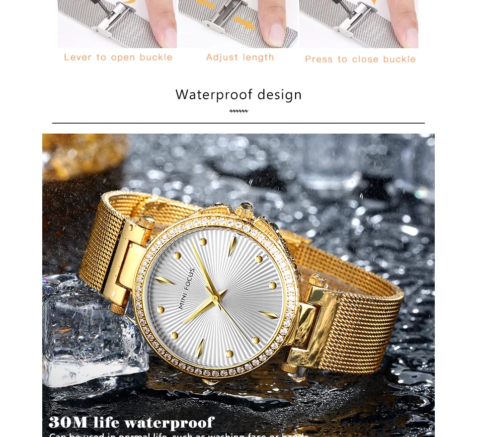 Mini Focus MF0194L Women’s Diamond Quartz Watch | Unique Mesh Band Design | Factory Wholesale