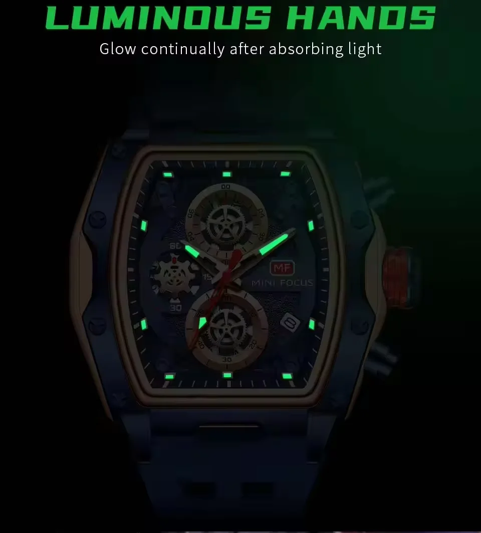 Mini Focus Top Sale Men&rsquo;s Gradient Hollow Calendar Quartz Watch with Waterproof Night Light for Wholesale