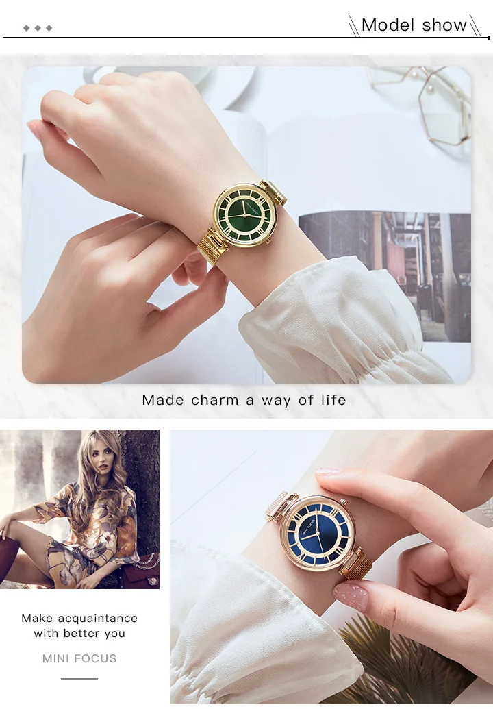 Mini Focus MF0234L Ladies’ Luxury Slim Quartz Watch | Stainless Steel Mesh Business Dress Watch