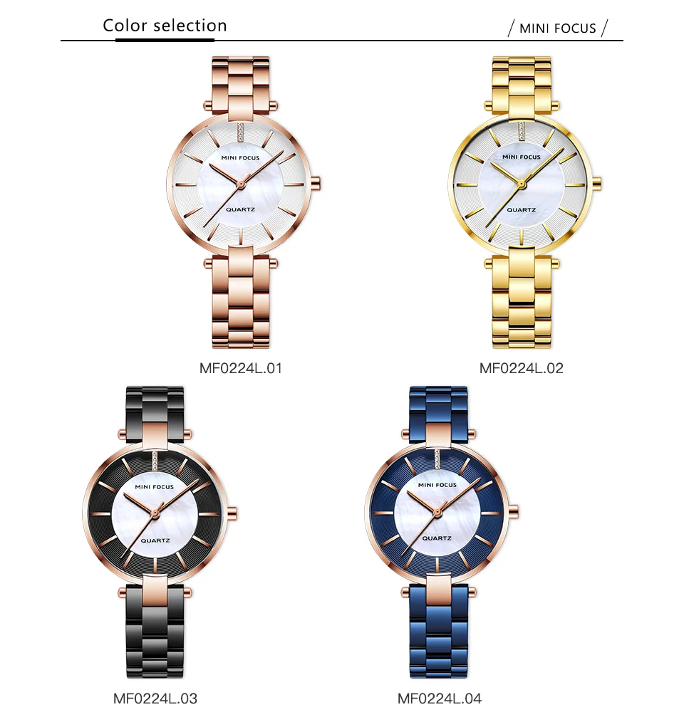 MINI FOCUS MF0224L Stylish Women’s Quartz Watch | Luxury Stainless Steel Band Cute Design Factory Wholesale