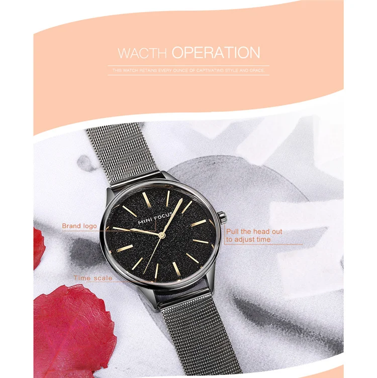 Mini Focus MF0044 Women's Dress Quartz Watch | Stainless Steel Band | Elegant Fashion Wristwatch Factory Wholesale
