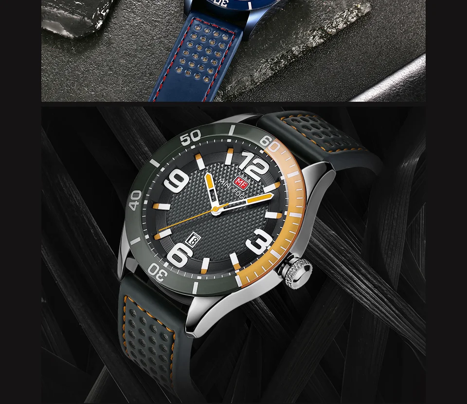 MINI FOCUS MF0155G Men’s Sport Quartz Watch | Waterproof Calendar Watch with Leather Strap – OEM Factory Supply