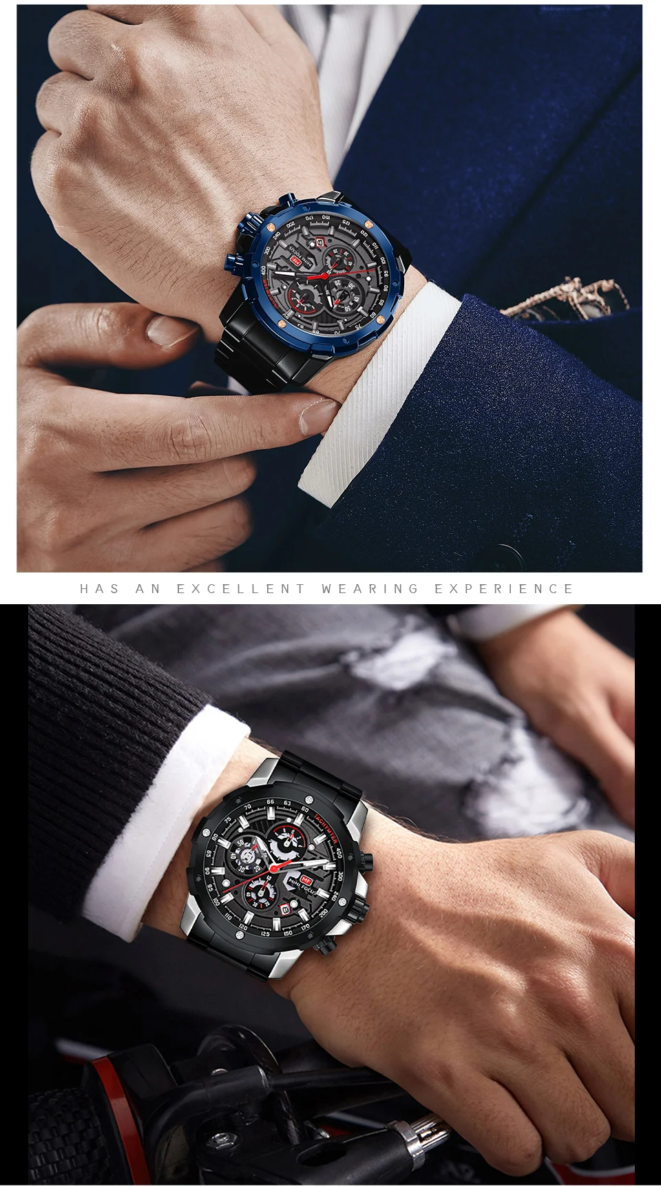 Luxury Sport Chronograph Men's Quartz Watch with Stainless Steel Band – MINI FOCUS Global Supplier