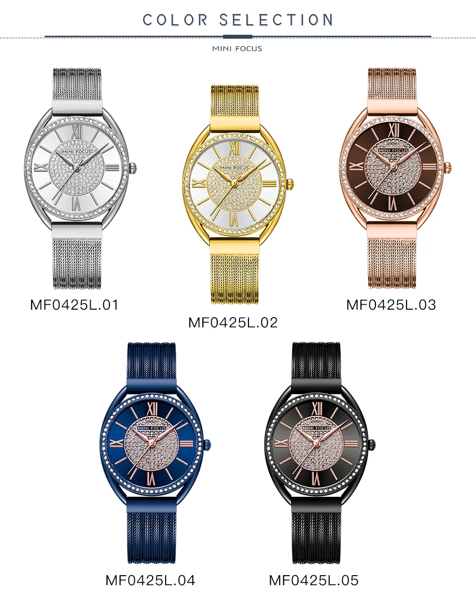 MINI FOCUS Women's Quartz Chronograph Watch Stainless Steel Band in Stock Ready