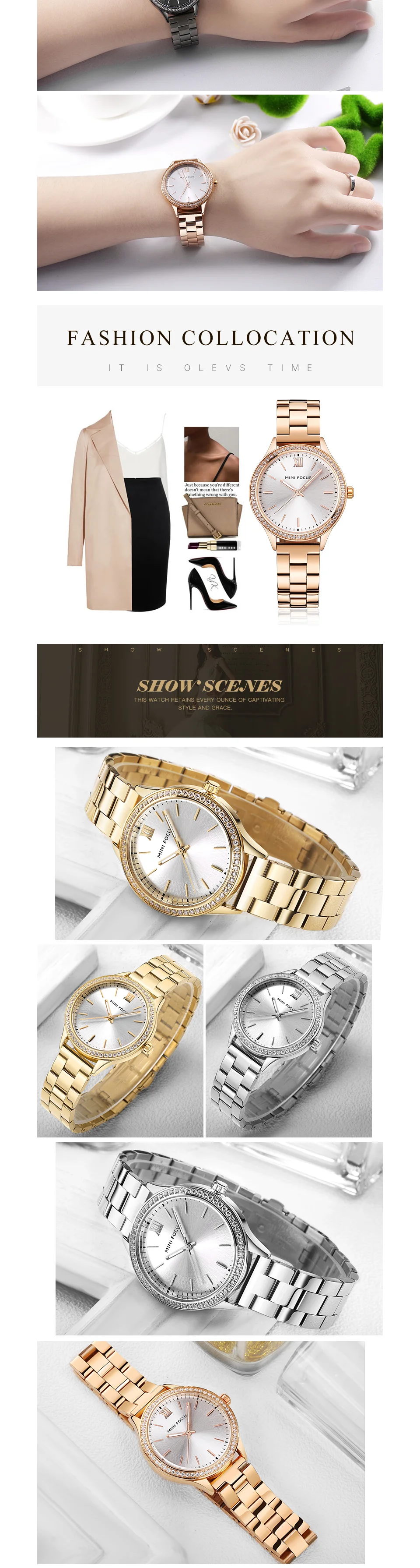 Mini Focus MF0043L Women's Luxury Quartz Watch | Purple Dial Stainless Steel Bracelet | Fashion Brand Factory Direct