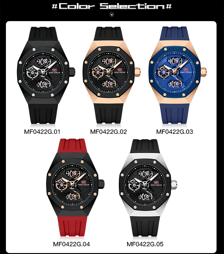 Mini Focus Sporty Quartz Watch for Men Waterproof Silicone Strap OEM Supplier