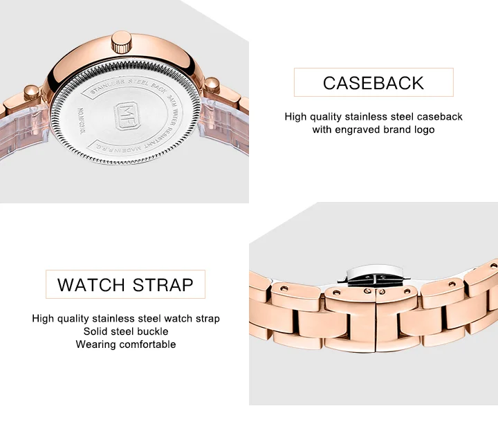 MINI FOCUS Trend Design Woman High Quality Luxury Waterproof Clock Quartz Watches with 5 ATM Male Stainless Steel Strap