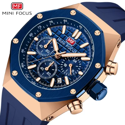 Sport Chronograph Quartz Watch for Men Waterproof Silicone