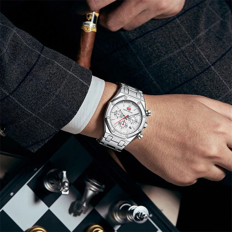MINI FOCUS 0609 Elegance Men's Quartz Watch Stainless Steel, Luminous Chronometer for Business