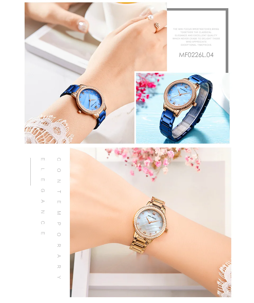 Mini Focus MF0226L Women’s Luxury Rose Gold Watch | Diamond Case Waterproof Quartz Stainless Steel Wristwatch Wholesale
