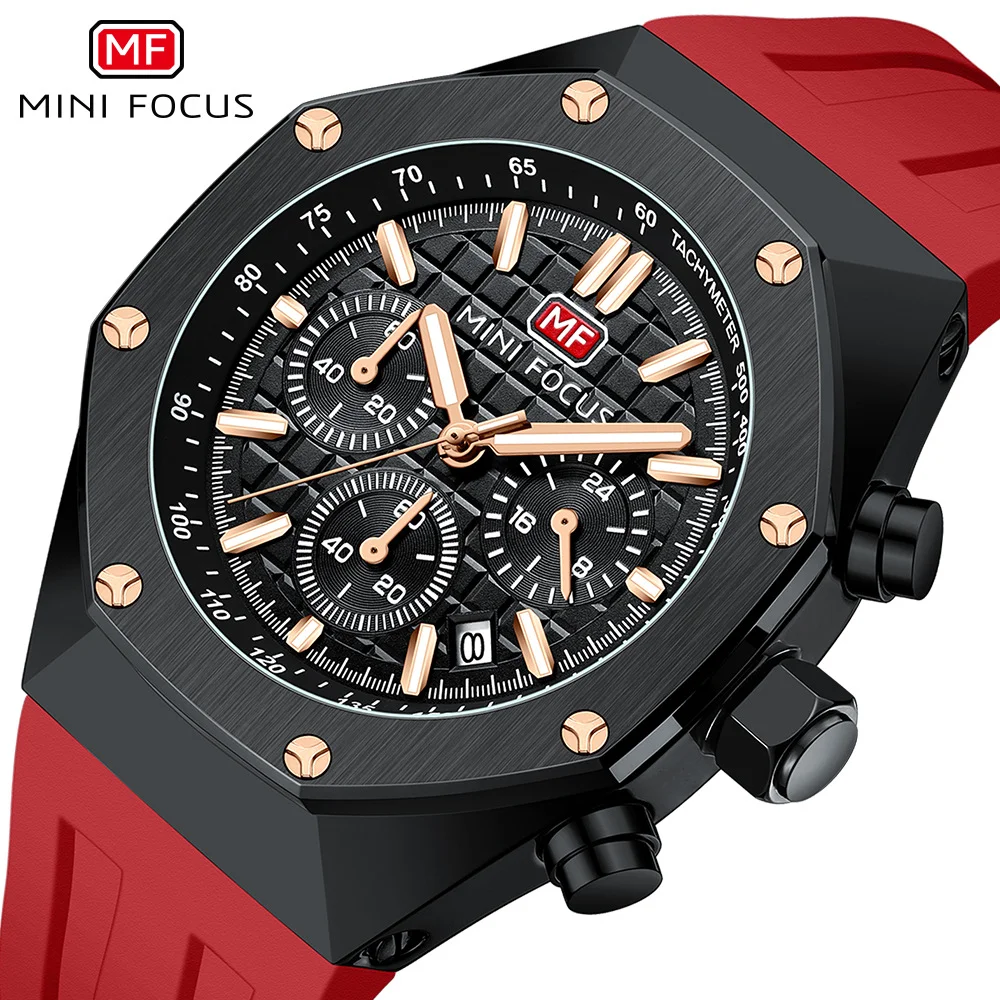 Mini Focus Mf0417g Relojes Hombre Original Brand Waterproof Silicone Sport Watches Men Luxury Chronograph Quartz Watch