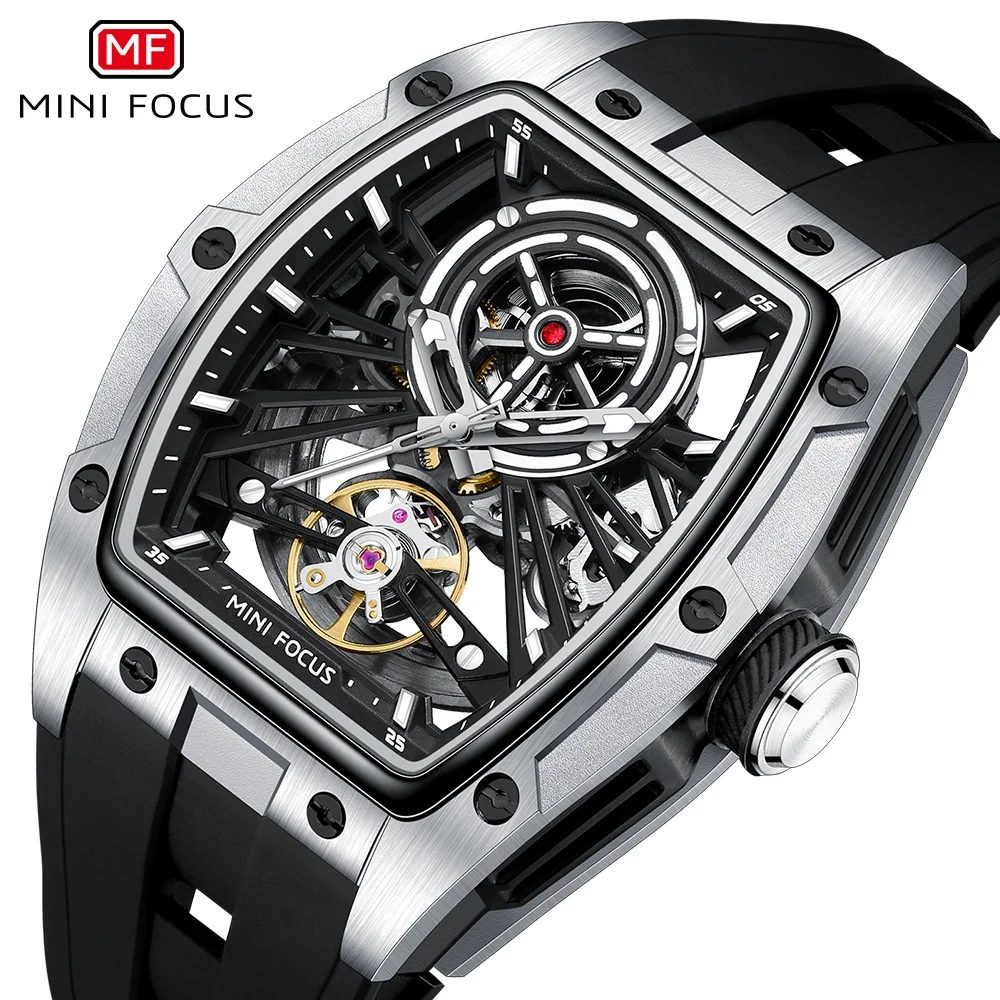 Mini Focus Mf0603g 0603 Men Watches Sports Mechanical Tonneau Dial Automatic Movement Luxury Male's Waterproof Hollow Out Watch