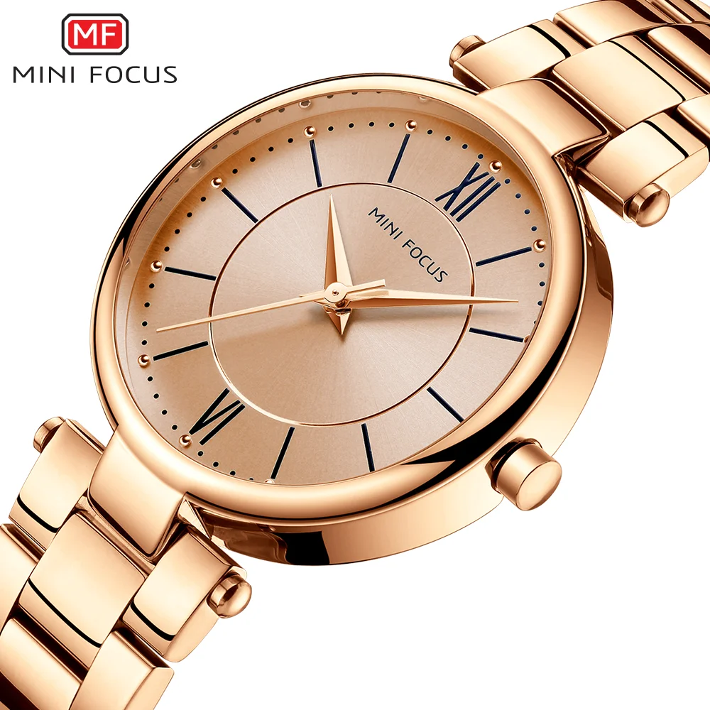 Mini Focus Stainless Steel Strap Watches For Women Waterproof Luxury Dress Quartz Wrist Watch Woman Lady Coffee Brown Mf0189l