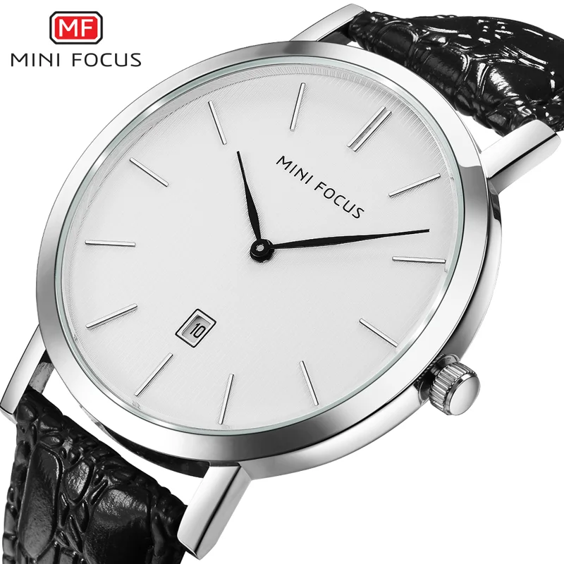 Mini Focus Watch For Men Formal Dress Quartz Watch Genuine Leather Strap Calendar Display Minimalist Watches Women Man Clock