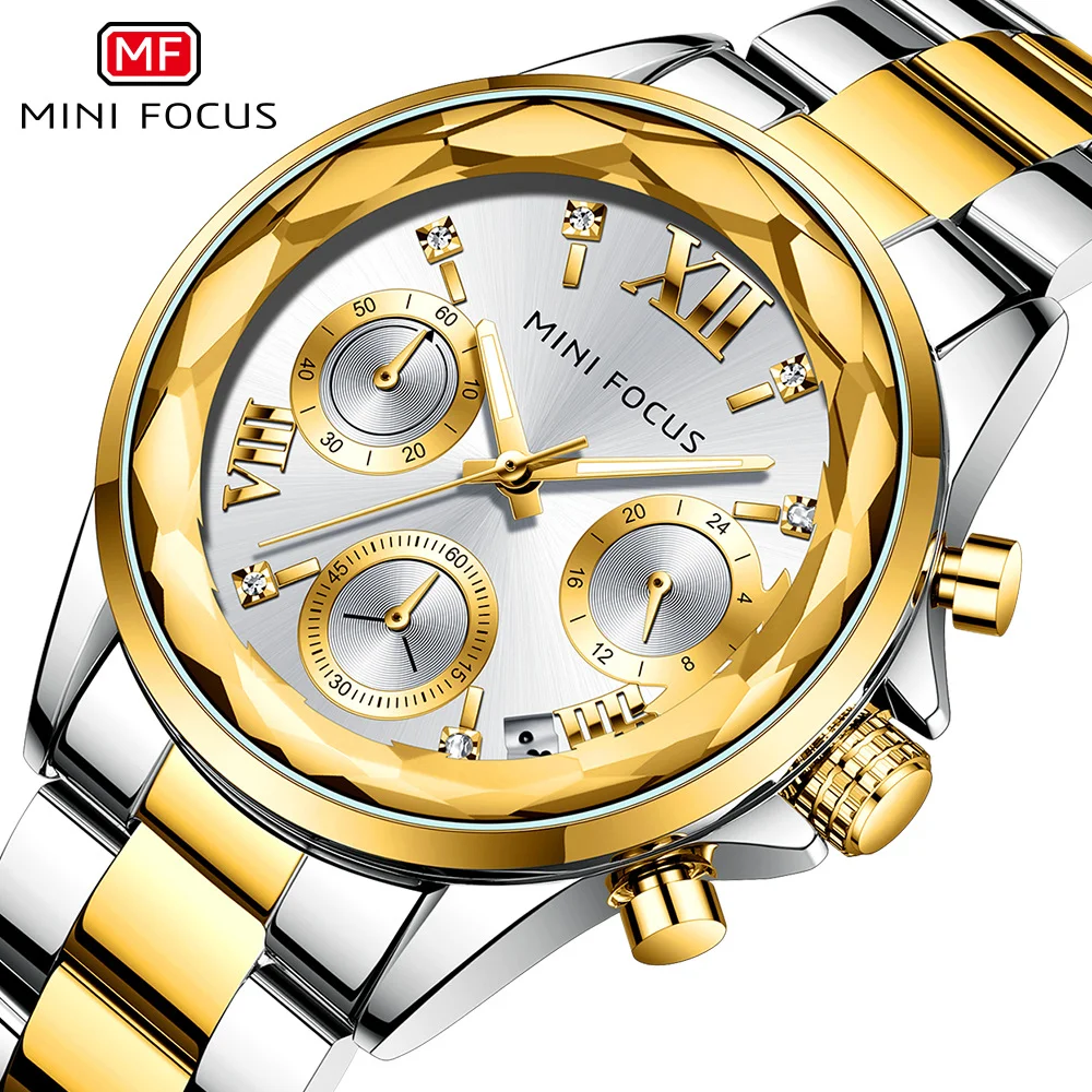 Mini Focus Ladies's High End Chronograph Quartz Watches With 3 Atm Waterproof Watch Women Stainless Steel Strap Mf0466l