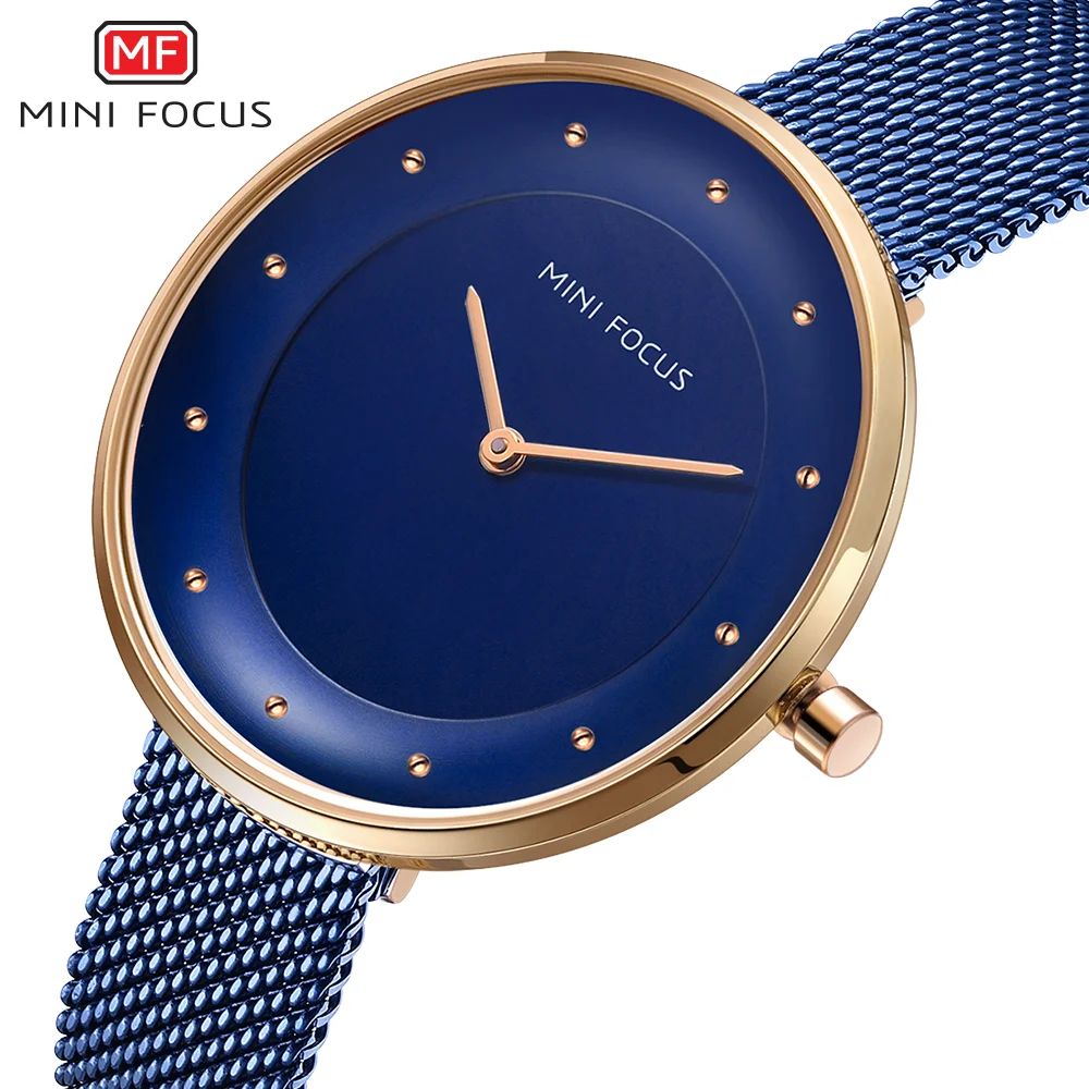 Mini Focus Mf0179l Luxury Rose Gold Women Watch Mesh Strap Original Quartz Clock Ultra Thin Simple Design Ladies Wrist Watches