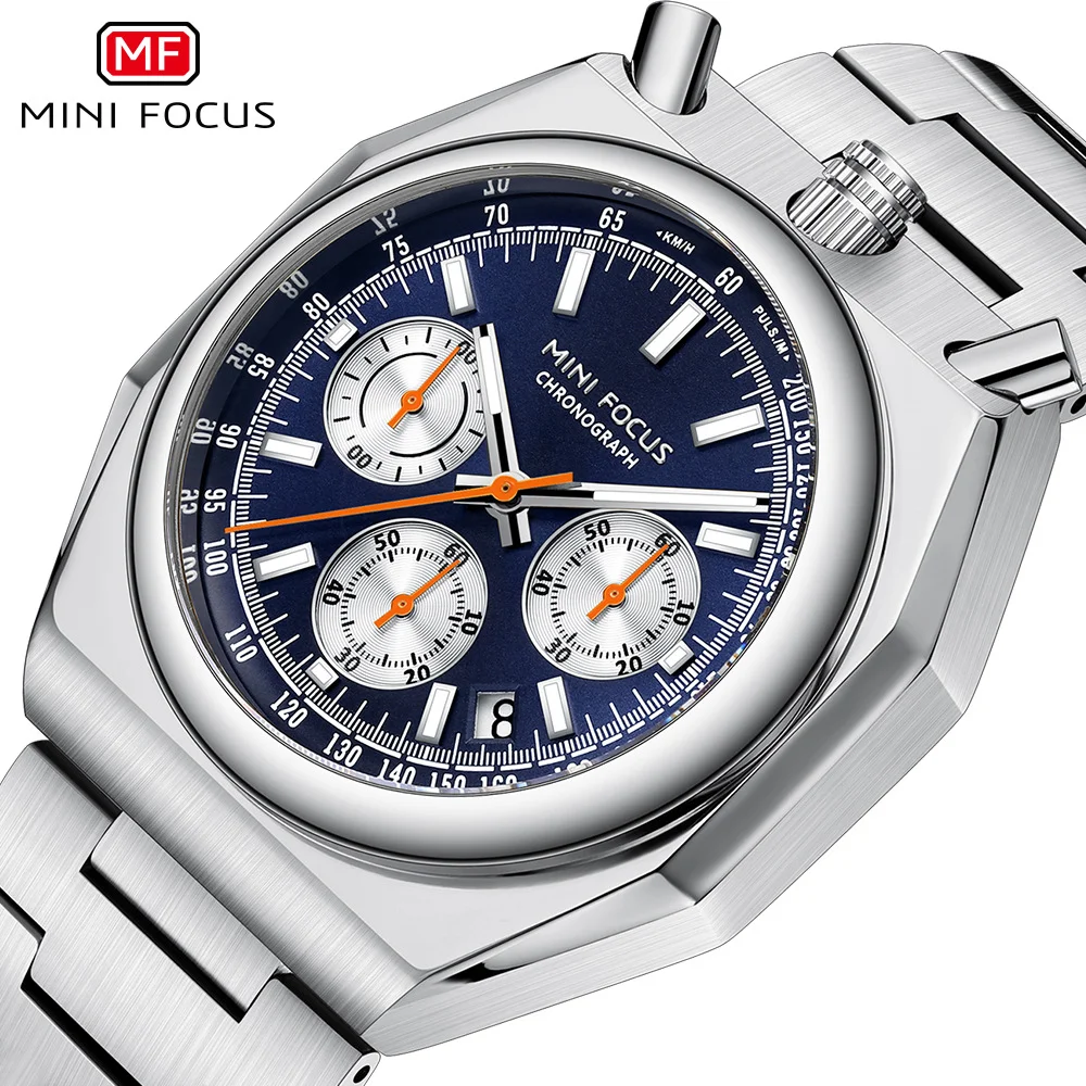 Mini Focus Mf0601g Multifunctional Watch For Men Stainless Steel Casual Fashion Men's Waterproof Quartz Wristwatch